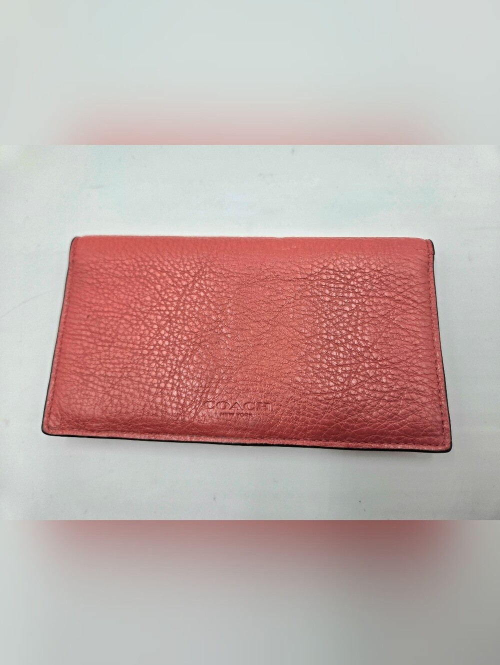 Coach Pre-owned Women's Checkbook Red Leather Pebble Wallet